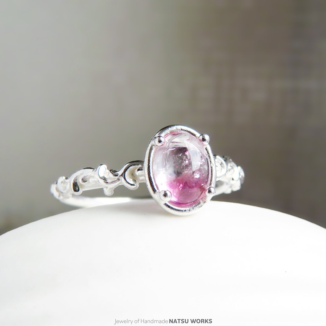 双色电气石 戒指 / bi-color Pink Tourmaline Ring 278 - 戒指 - 宝石 粉红色
