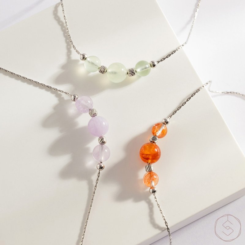 专属圆满 | 葡萄石 红胶花 薰衣草紫水晶 | 天然水晶项链 (CONNY) - 项链 - 水晶 多色