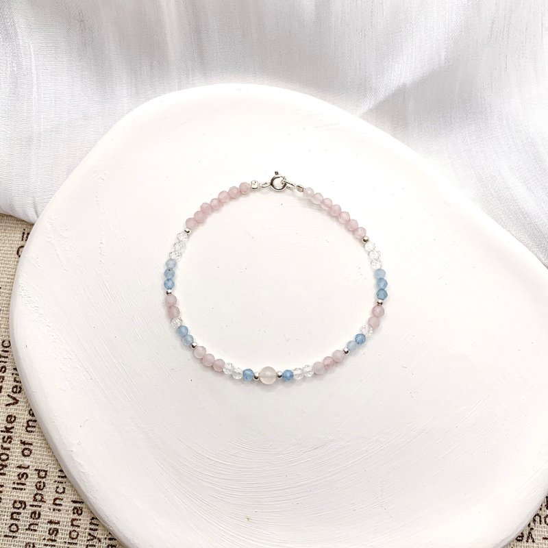 【余波荡漾】海蓝宝 白水晶 粉晶 紫晶 水晶手链 手链 水晶手链 - 手链/手环 - 水晶 粉红色