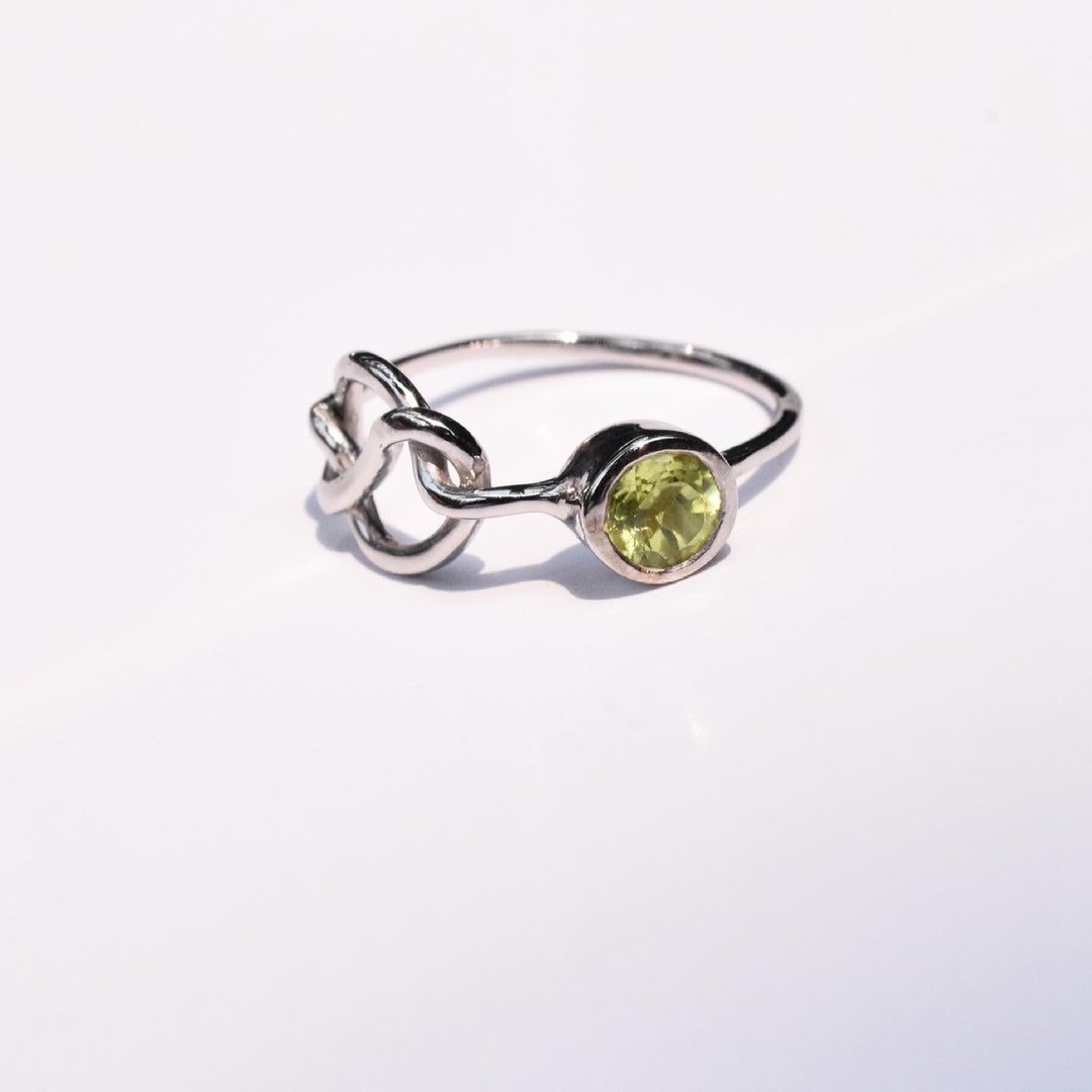 Peridot yin yang ring #minimring R124 - 戒指 - 纯银 