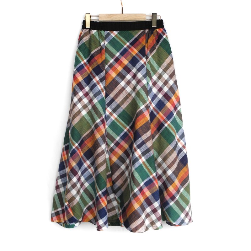 彩格 - 花边A字伞摆长裙 #U6022 - 裙子 - 棉．麻 多色