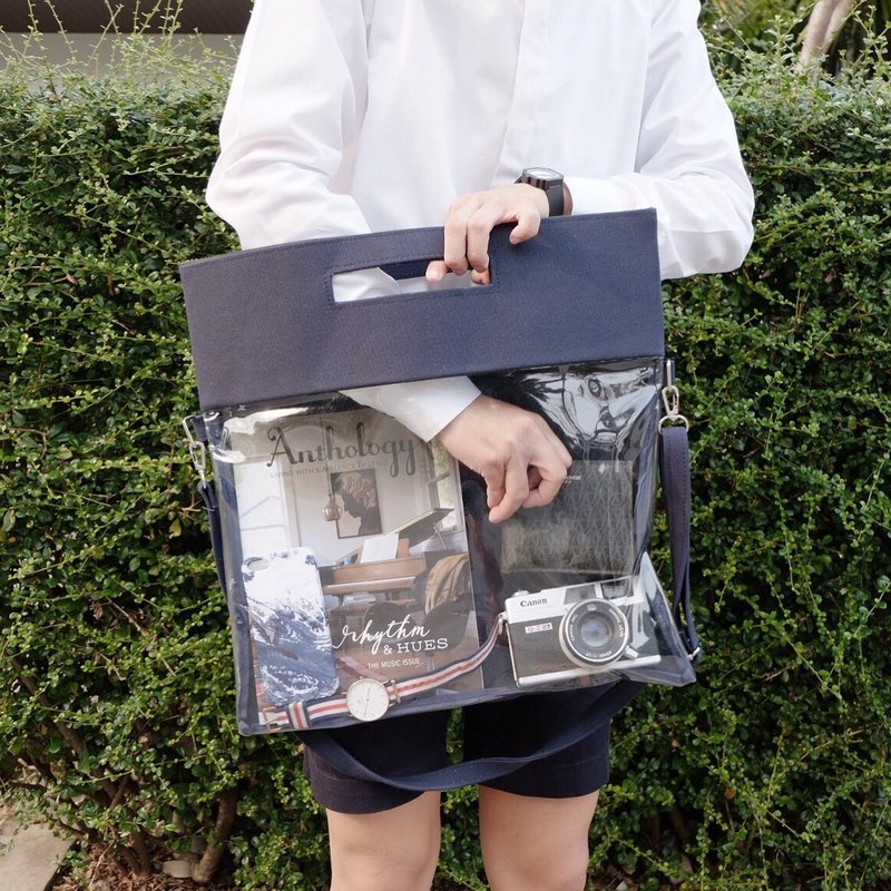 透明帆布多功能包-海军色 - 电脑包 - 棉．麻 蓝色