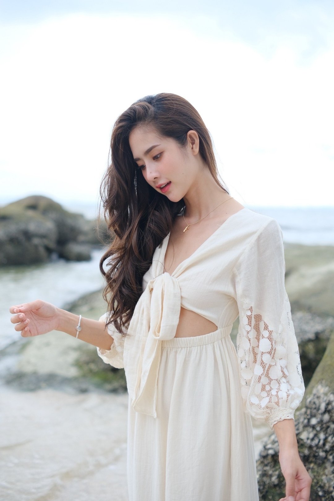 波希米亚风长洋装，海滩婚礼洋装 - 洋装/连衣裙 - 棉 白色