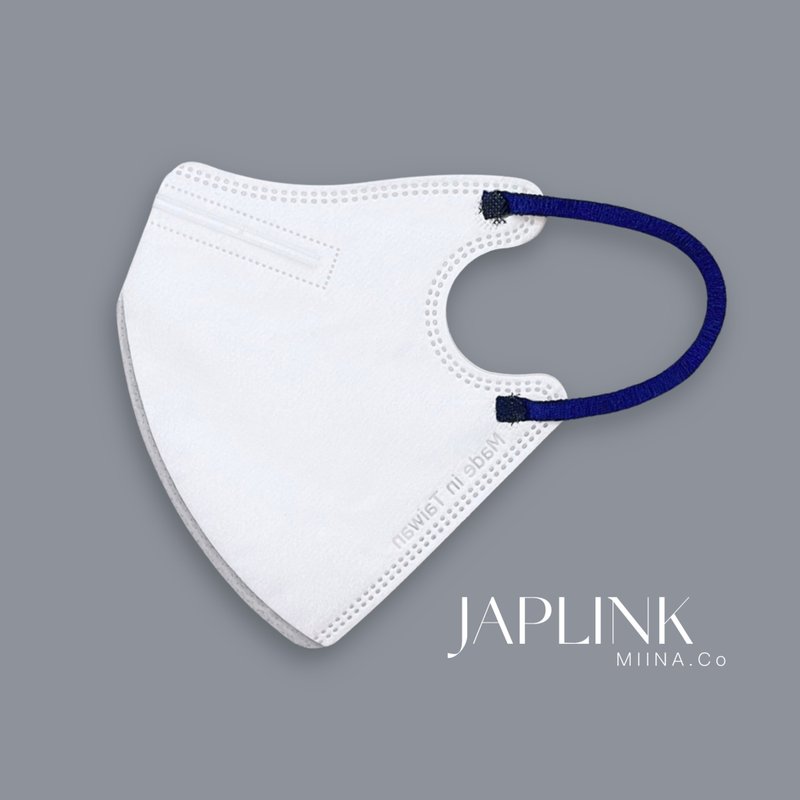 【加大】JAPLINK MASK【D2 / N95】 立体口罩-大纯白X深蓝 - 口罩 - 聚酯纤维 白色