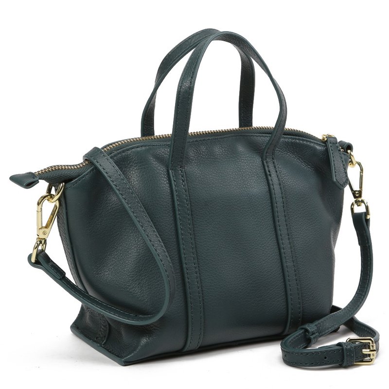 真皮革_时尚托特_宇宙蓝绿色_可斜背 - 手提包/手提袋 - 真皮 绿色