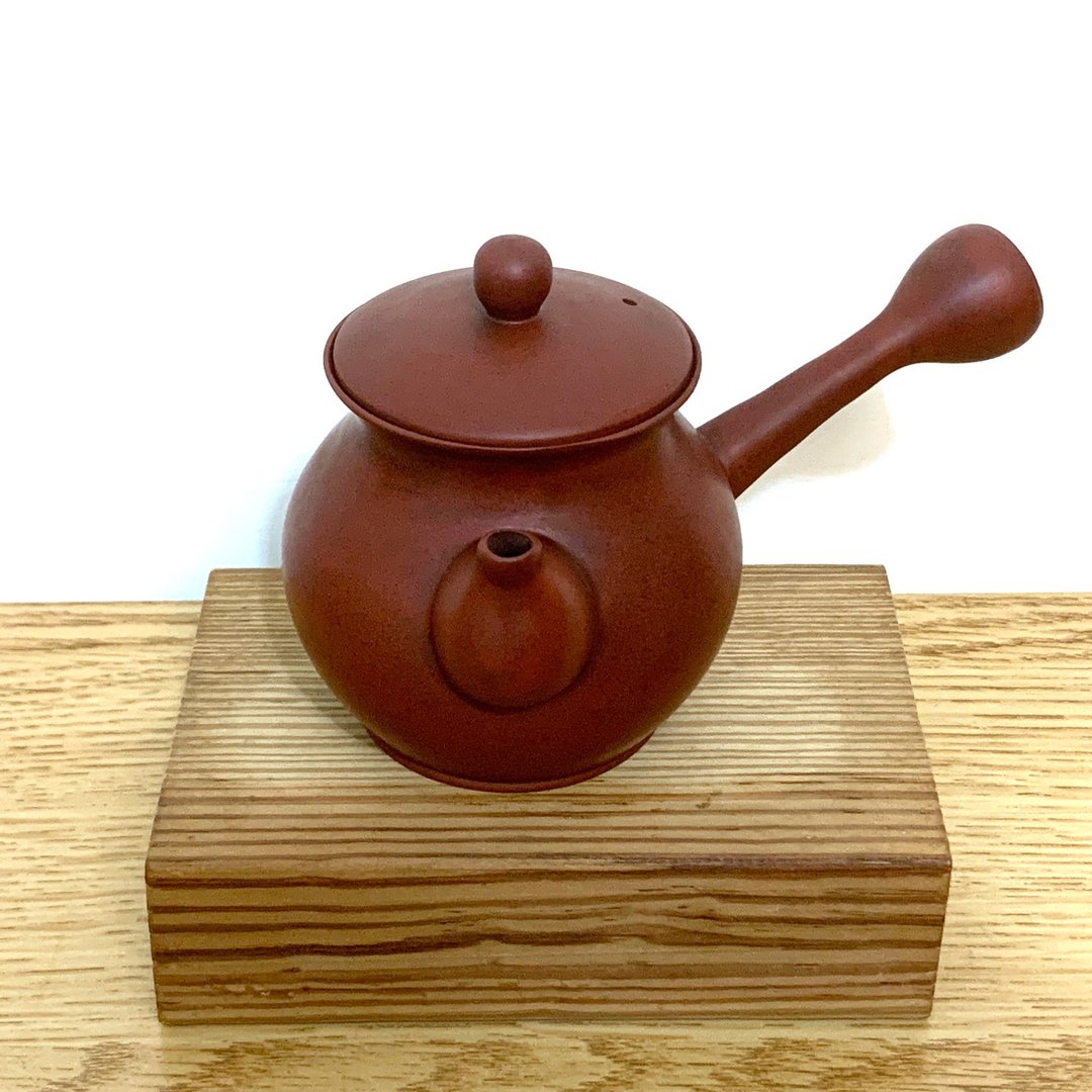 台湾【朱泥】手拉坯薄胎KyuuSu横手急须壶12 - 茶具/茶杯 - 陶 红色