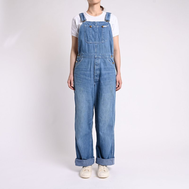 美式工装吊带裤 30寸  / Vintage 古着 - 背带裤/连体裤 - 棉．麻 蓝色