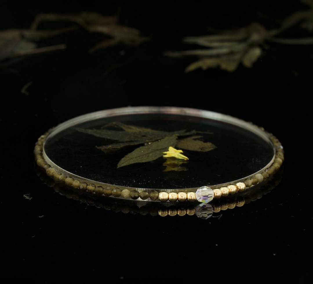 轻奢风 金曜石 14KGF Swarovski 水晶手链 - 手链/手环 - 宝石 