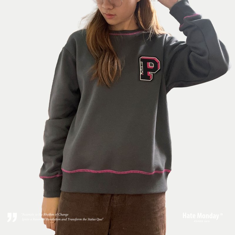 Hate Monday'' X PLAYBOY - 圆领卫衣(PBHMFW24T56) - 中性连帽卫衣/T 恤 - 棉．麻 银色