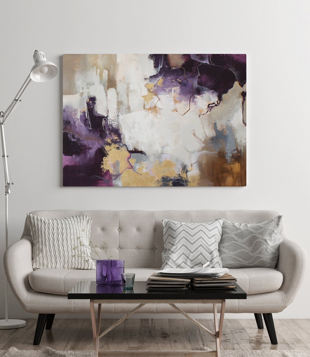 紫金画作 | 紫金抽象画 | 紫金壁饰 | 闪耀 (Purple Gold Painting | Purple Gold Abstract | Purple Gold Wall Art | Flash) - 墙贴/壁贴 - 棉 紫色
