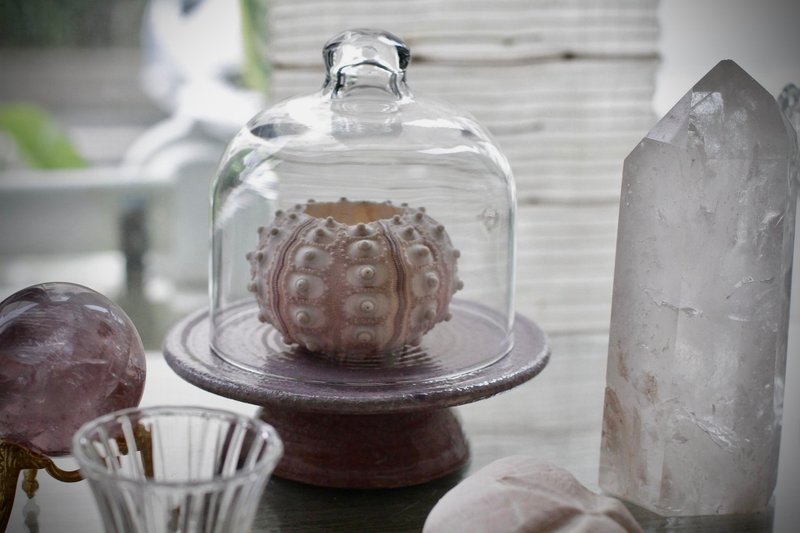 紫色浪漫陶瓷高脚台/高脚皿/烛台/饰品台/点心台 - 蜡烛/烛台 - 陶 紫色