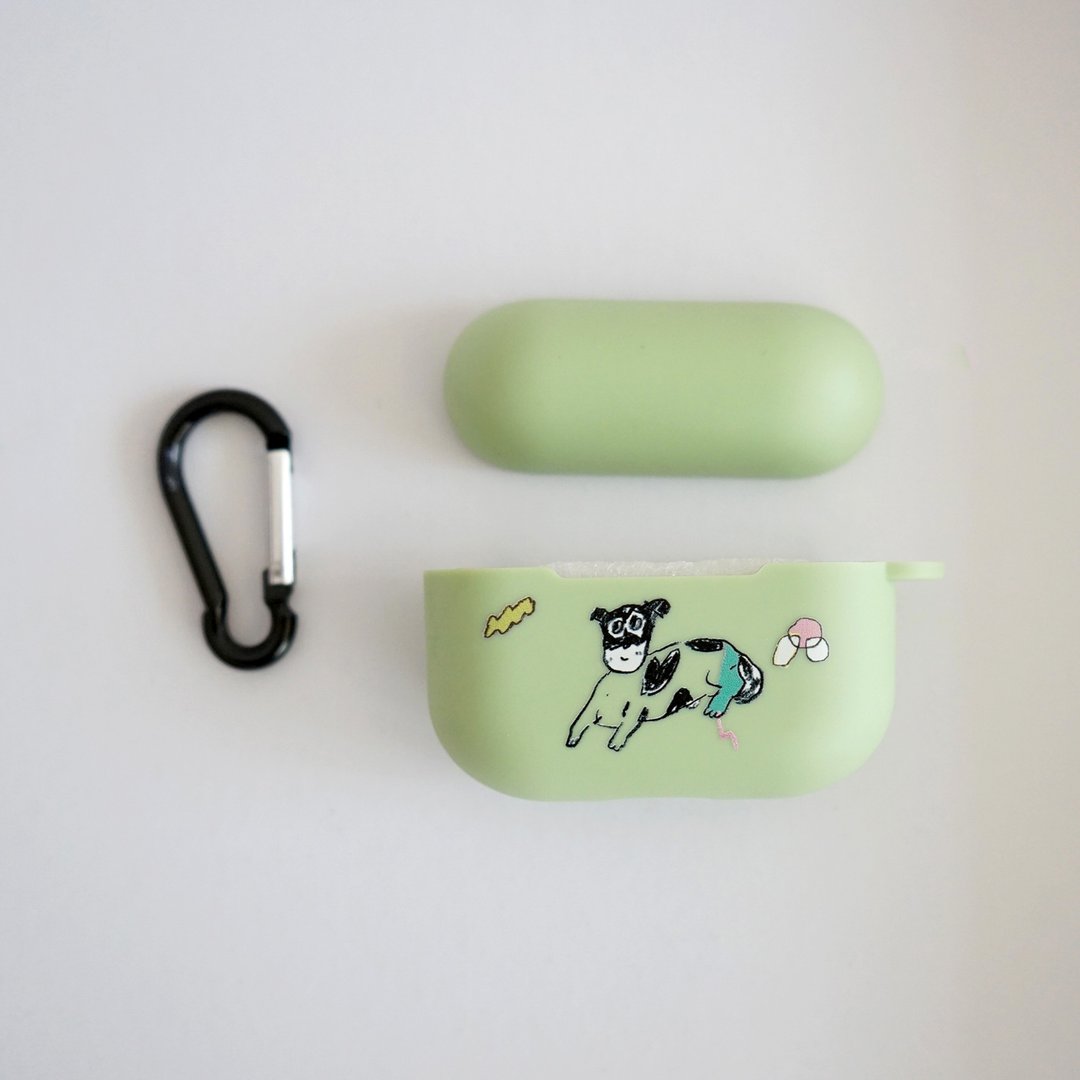 Panda小狗苹果绿质感印花airpods /airpods pro保护套附吊环 - 耳机收纳 - 橡胶 绿色