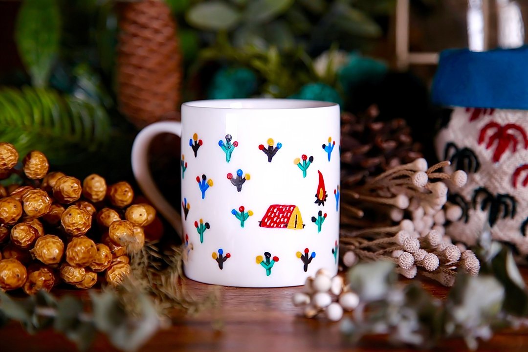 Camping Site Mug 露营趣 手工绘制马克杯 - 咖啡杯/马克杯 - 瓷 