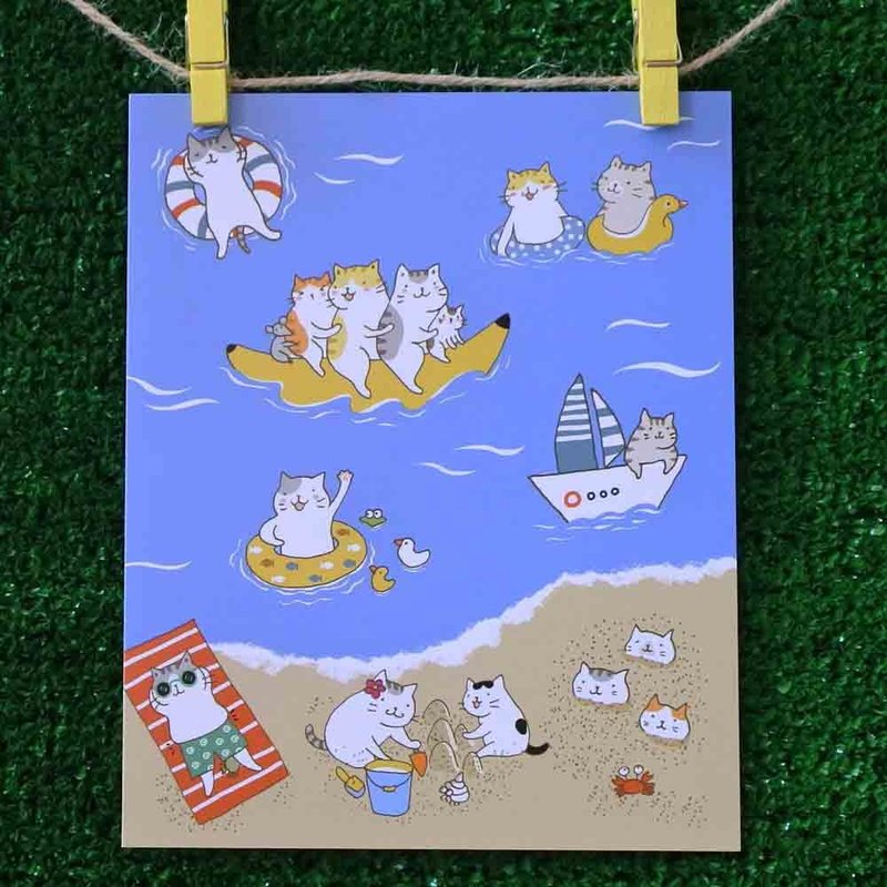 3猫小铺猫咪插画明信片(画家:猫小姐) – 海猫咪 - 卡片/明信片 - 纸 