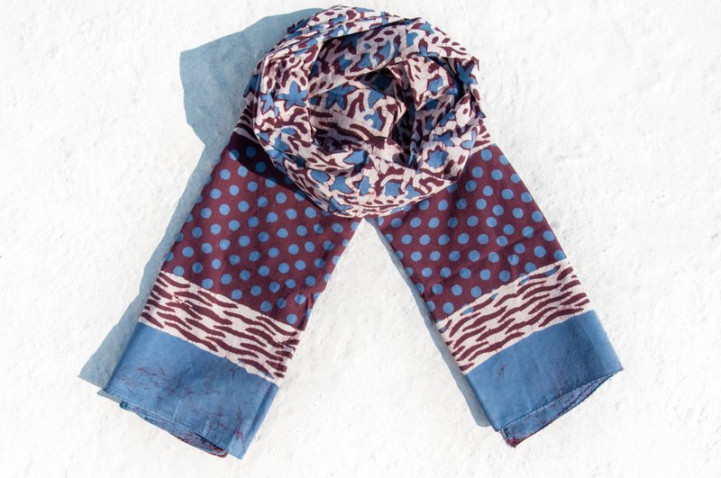 植物染丝巾/蜡染扎染丝巾/草木染围巾/手工绑染纯绵丝巾-紫色星星 - 丝巾 - 棉．麻 紫色