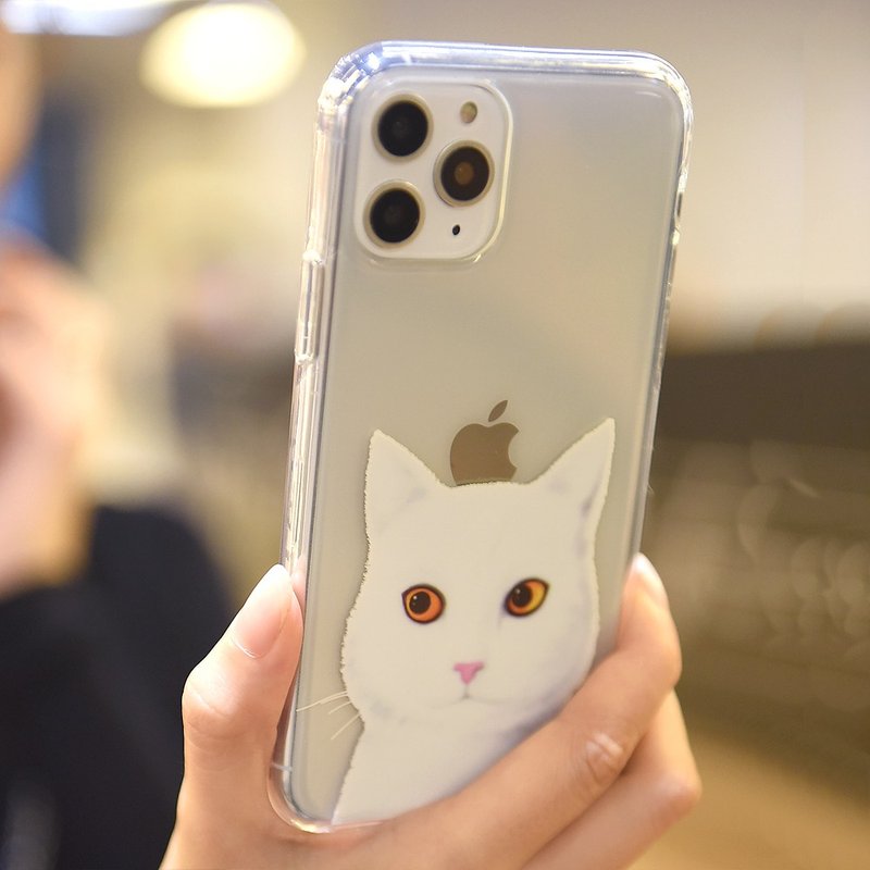iPhone 11/Pro/Max 白色喵咪 猫猫 透明手机套 手机壳 礼物 - 手机壳/手机套 - 塑料 透明