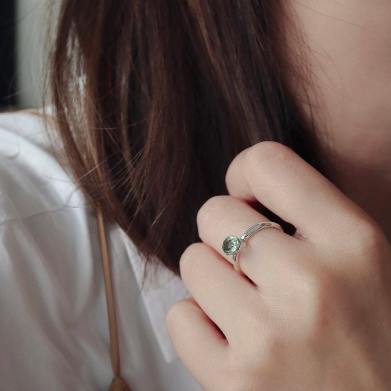 薄荷绿碧玺戒指 - MISSCHERRY 轻珠宝/戒指/天然宝石戒/情人节 - 戒指 - 银 银色