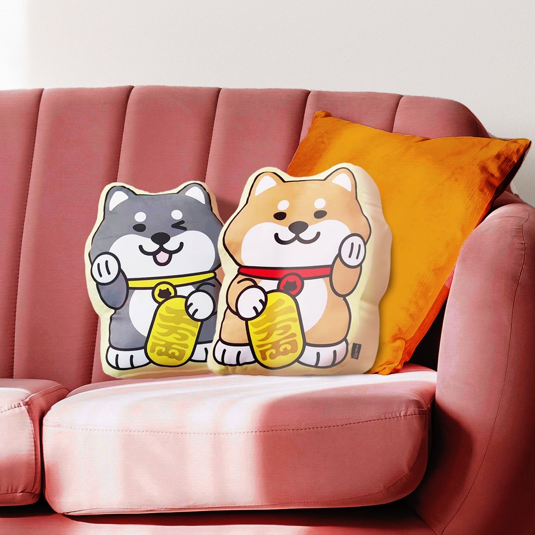 SHIBAINC 柴犬工房 招财咕𠱸 - 枕头/抱枕 - 棉．麻 黄色