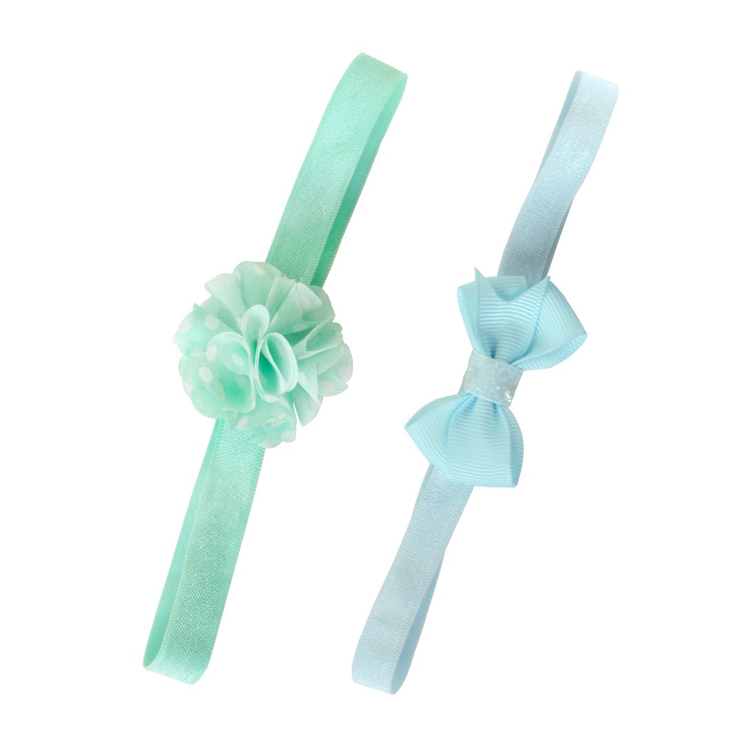 美国 Joli Sophie 花朵蝴蝶结发带2入组 绿蓝JSHBFBGB0 - 发饰 - 聚酯纤维 