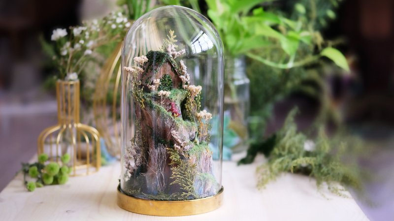 山上小屋玻璃水泥微景 - 情人节 纪念日 水泥创作 场景 地台 - 植栽 - 其他材质 