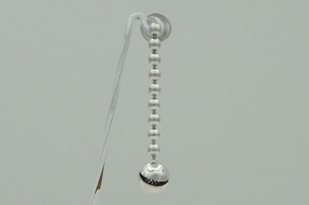 smile ball chain Pierce_1 type:B (s_m-O.58) 微笑 笑臉 穿孔耳环 sterling silver earring - 耳环/耳夹 - 其他金属 银色