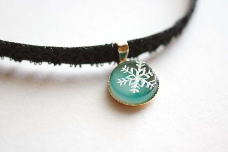 树脂艺术 方形吊坠・夜色深处 - 项链 - 树脂 绿色