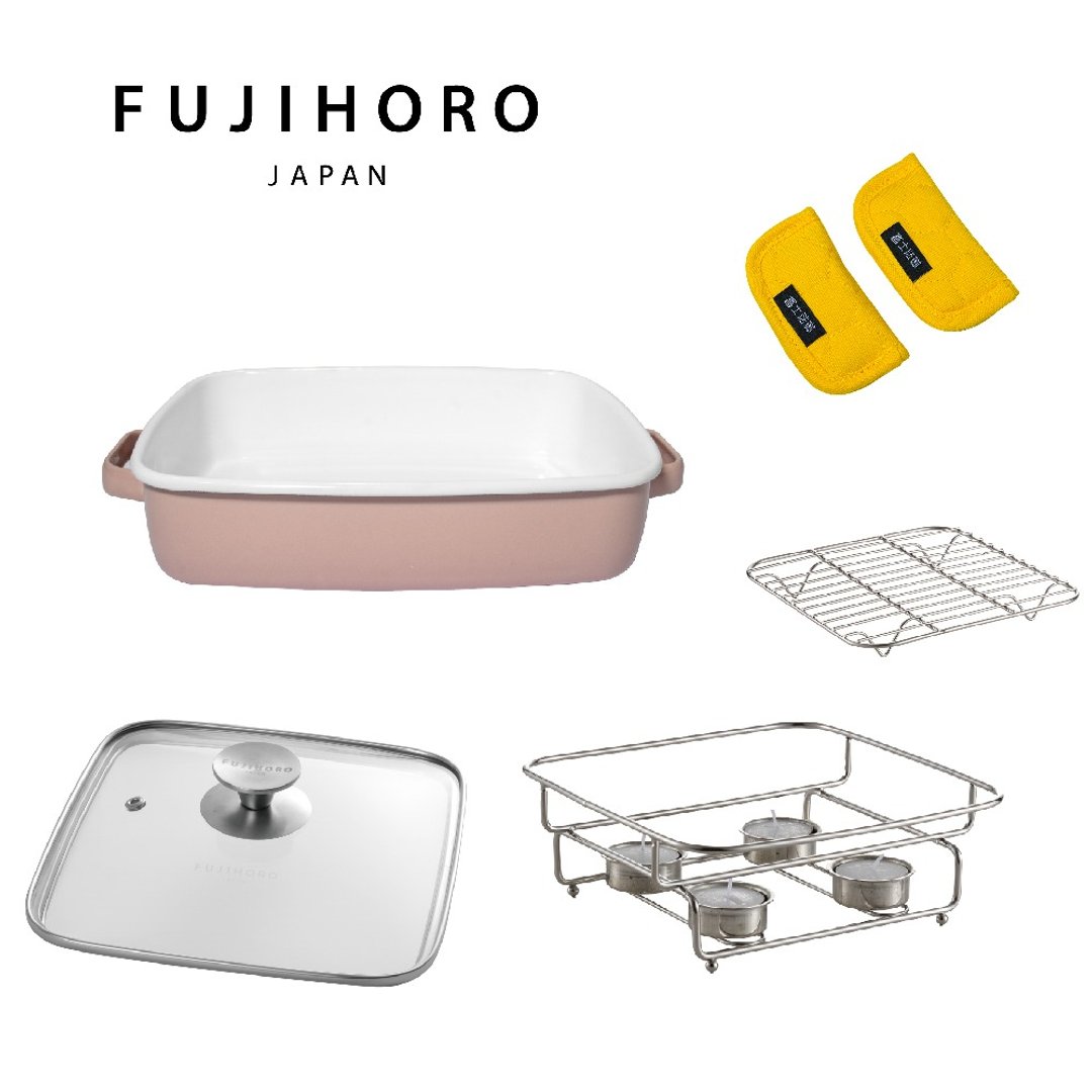 【官方直营】【组合包】双耳珐琅烘焙保鲜盒方型1.8L+全配件 - 厨房用具 - 珐琅 白色