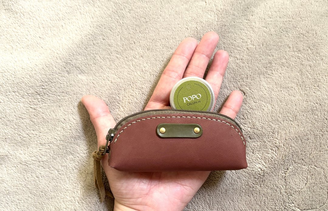 POPO│掌心│皮革.长条立体收纳包 leather - 钥匙链/钥匙包 - 真皮 咖啡色