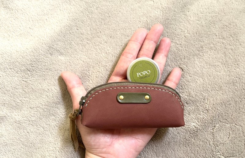 POPO│掌心│皮革.长条立体收纳包 leather - 钥匙链/钥匙包 - 真皮 咖啡色