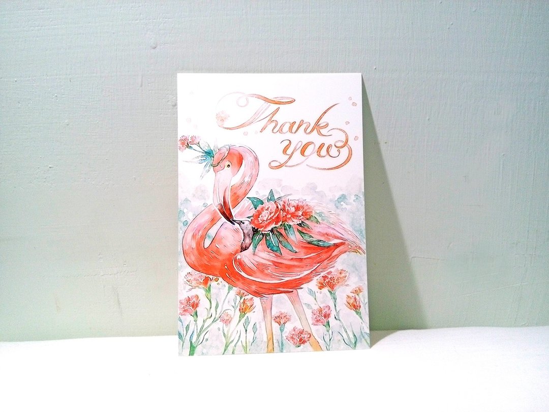 火烈鸟万用感谢卡/双面明信片postcard - 卡片/明信片 - 纸 红色