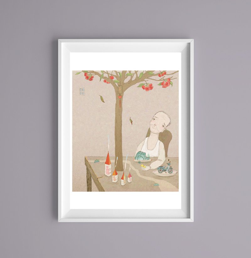 艹方限量作品 爷爷的餐桌 葡萄牙双年展入选 艺术微喷 居家布置 - 海报/装饰画/版画 - 纸 卡其色