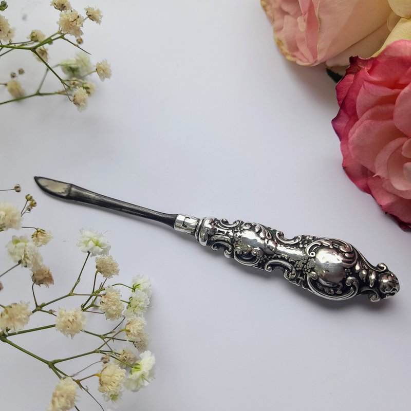 1899年 维多利亚时代古董银柄指缘甲沟刀 美工钝刀 英国伯明罕印 - 其他 - 纯银 银色