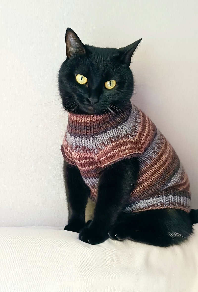纱猫毛衣 猫毛衣 宠物毛衣 狗服 条纹猫毛衣 - 衣/帽 - 羊毛 