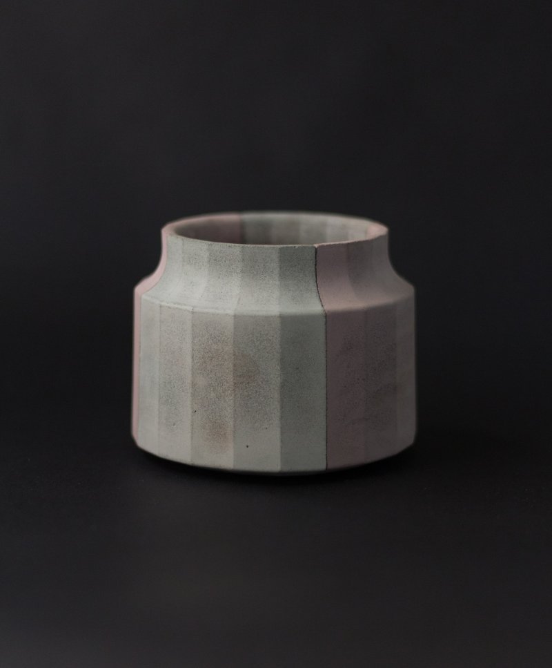 双色多面水泥圆盆L1 - 花瓶/陶器 - 水泥 绿色
