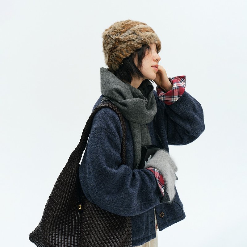 毛格纹拼接外套|外套|两色|冬款|Sora-1936 - 女装休闲/机能外套 - 羊毛 多色