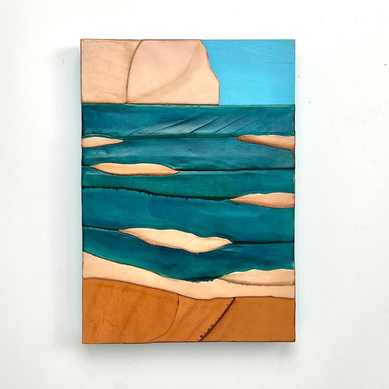 皮革拼贴艺术 / 波浪 - 海报/装饰画/版画 - 木头 蓝色