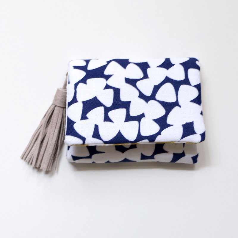 [Accessories purse -scale] accessory pouch - 化妆包/杂物包 - 棉．麻 蓝色