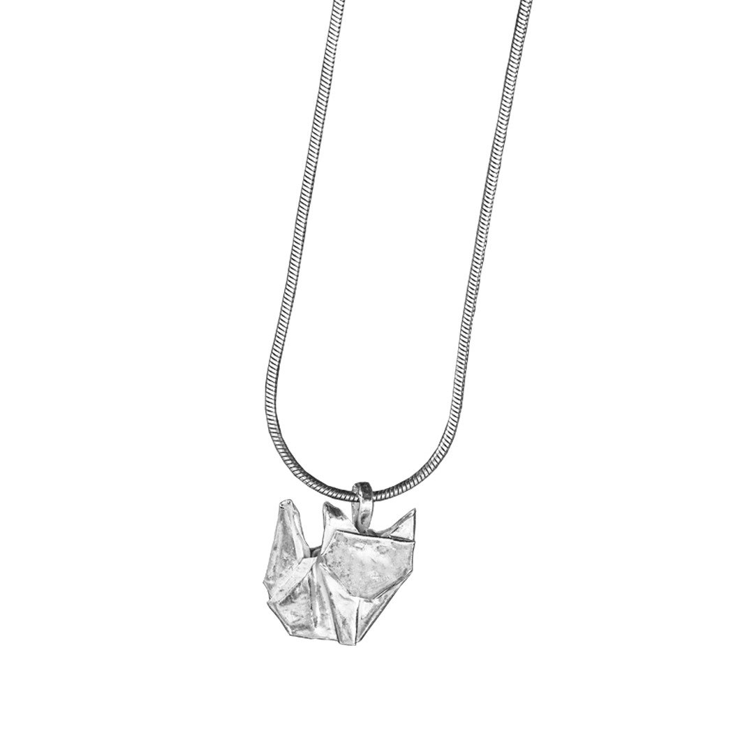 Origami Collection : Siamese Cat necklace - 项链 - 银 银色