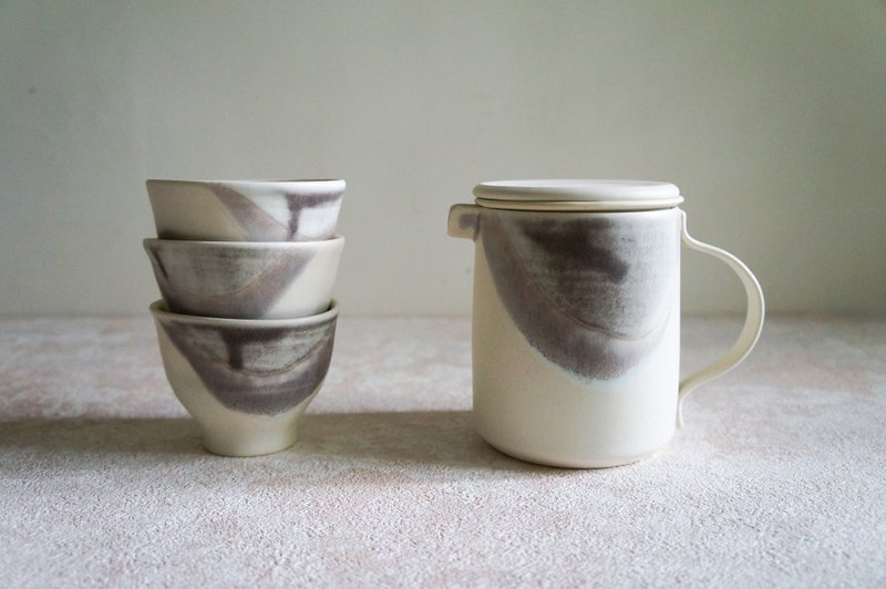 【雾白叠色】共享/个人茶具组 - 茶具/茶杯 - 陶 白色