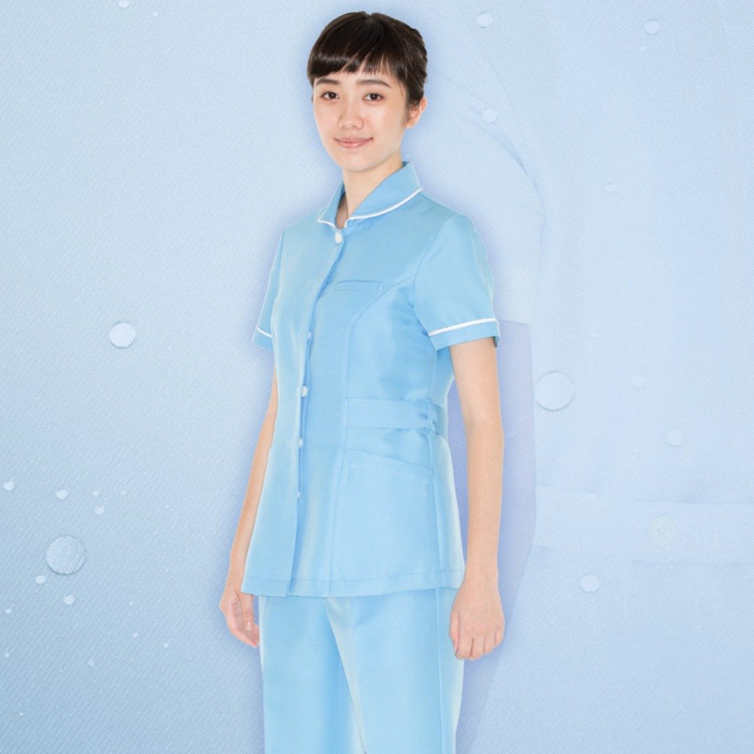 多色扣钮纳米抗菌护士护理员短袖上衣医美诊所制服NW6208 - 女装上衣 - 聚酯纤维 多色