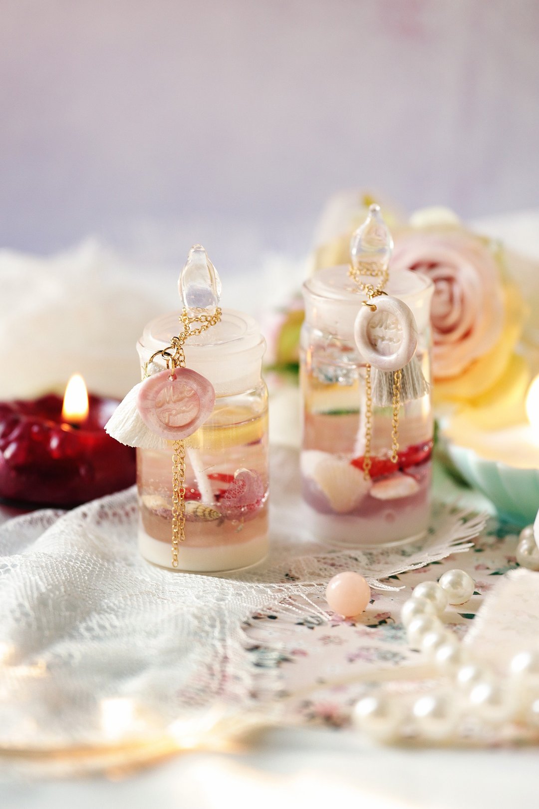 ATIMY-My bottle Lovely ocean 果冻植物贝壳记忆蜡烛 (现货) - 干燥花/捧花 - 玻璃 