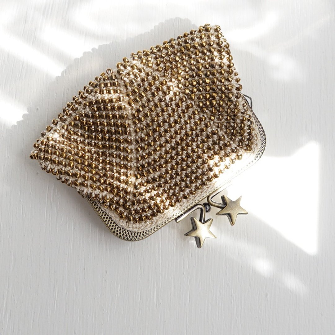 Ba-ba handmade Beads crochet pouch No.1450 - 零钱包 - 其他材质 金色