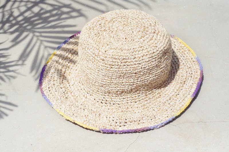 限量手工棉麻帽 / 渔夫帽 / 遮阳帽 / 草帽 - 紫黄渐层编织 ( 限量一件 ) - 帽子 - 棉．麻 多色