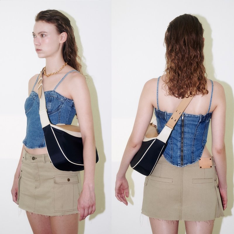 Berlin 香草色 肩背斜背包 (高密度尼龙 + 意大利牛皮) - 侧背包/斜挎包 - 其他材质 多色