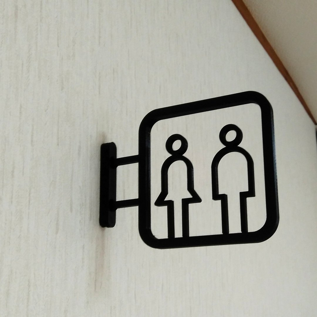 Restroom Sign,WC Sign,Bathroom Sign,Toilet Sign,Room Sign - 墙贴/壁贴 - 塑料 黑色