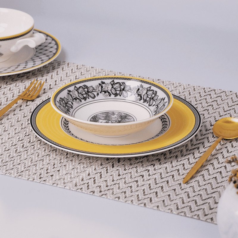 德VB │奥顿系列组合-【质感送礼】单人碗盘礼盒2件组(1碗1盘) - 盘子/餐盘/盘架 - 瓷 黄色