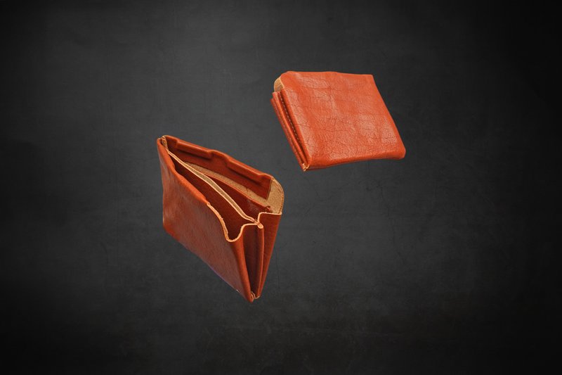 磁吸短夹 快开 缓存 快阖 缩纹软植鞣革 - 皮夹/钱包 - 真皮 红色