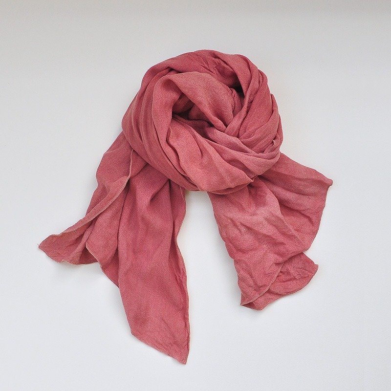 【岁时记】草木染棉纱围巾 红色 - 丝巾 - 棉．麻 红色