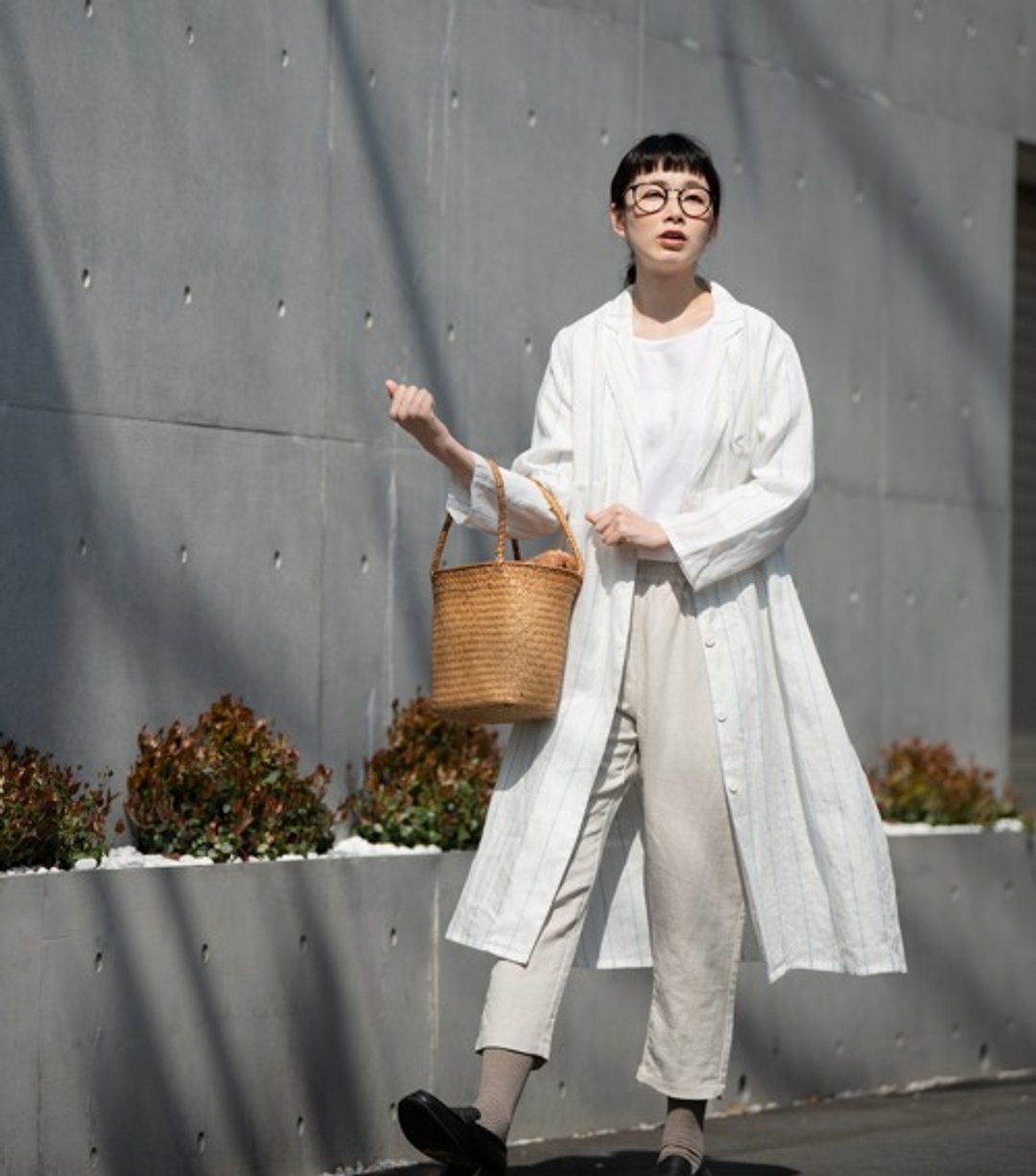 一件就能展现风格的精心设计洋装 100%亚麻 条纹洋装 220305-1 - 洋装/连衣裙 - 其他材质 