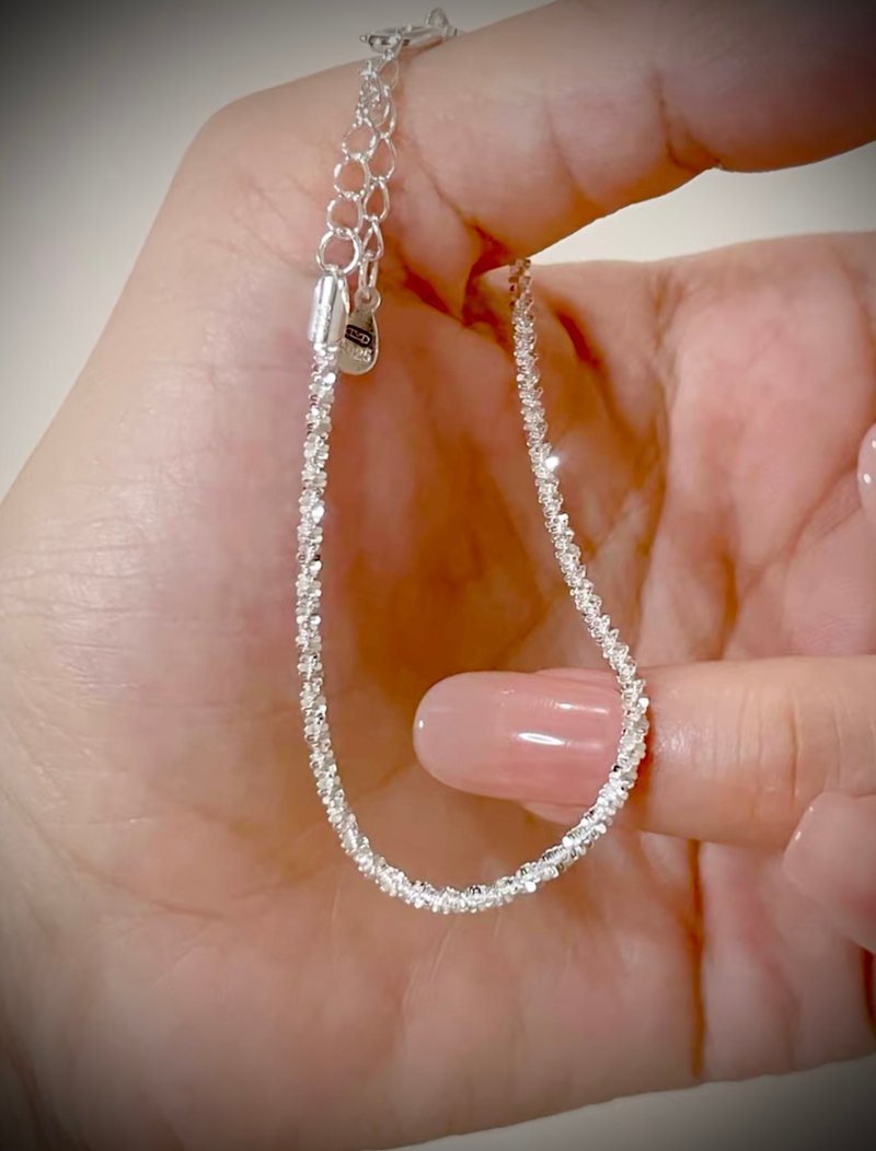 简约时尚个性随块闪亮基础百搭s925纯银手链手环 - 手链/手环 - 纯银 银色